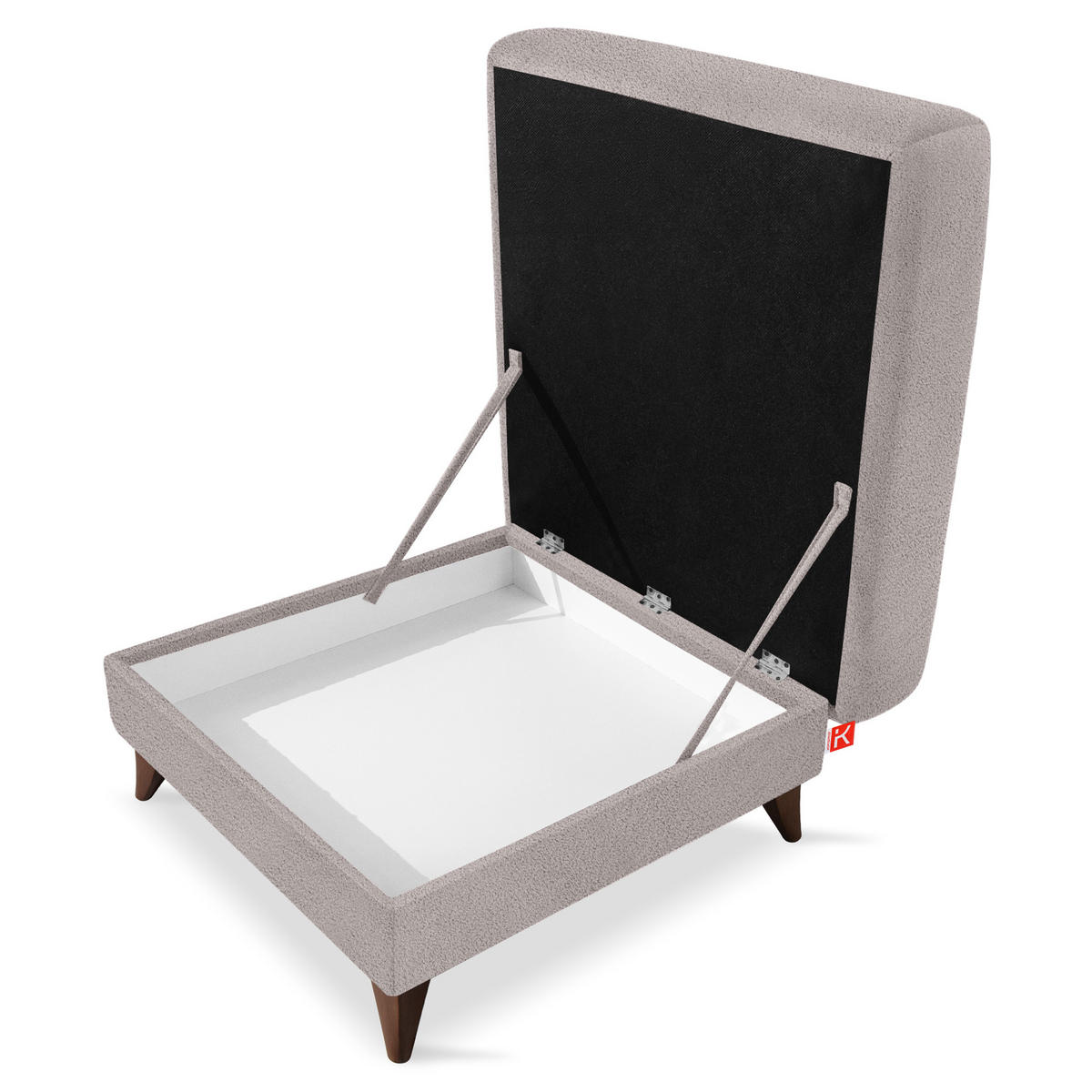 HOCKER GUSTAVO Bouclé, Grau - Grau, Holz/Holzwerkstoff (92/49/92cm) - KONSIMO®