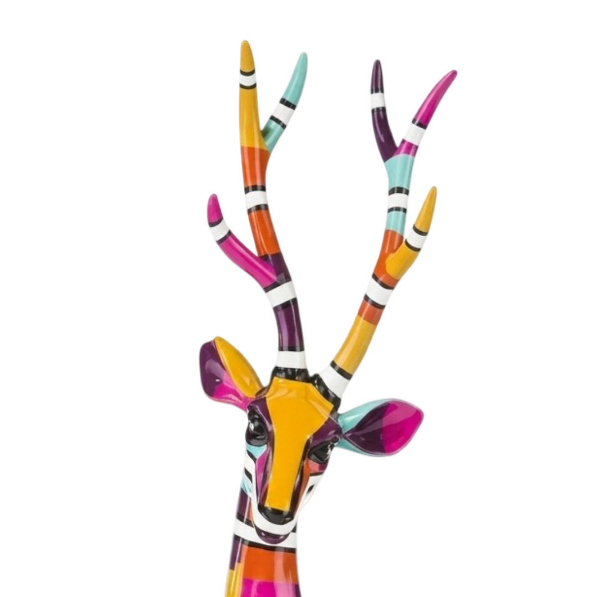 SKULPTUR Hirsch54 Bunt Handbemalt - Multicolor, Kunststoff (15/54/15cm) - JUNG
