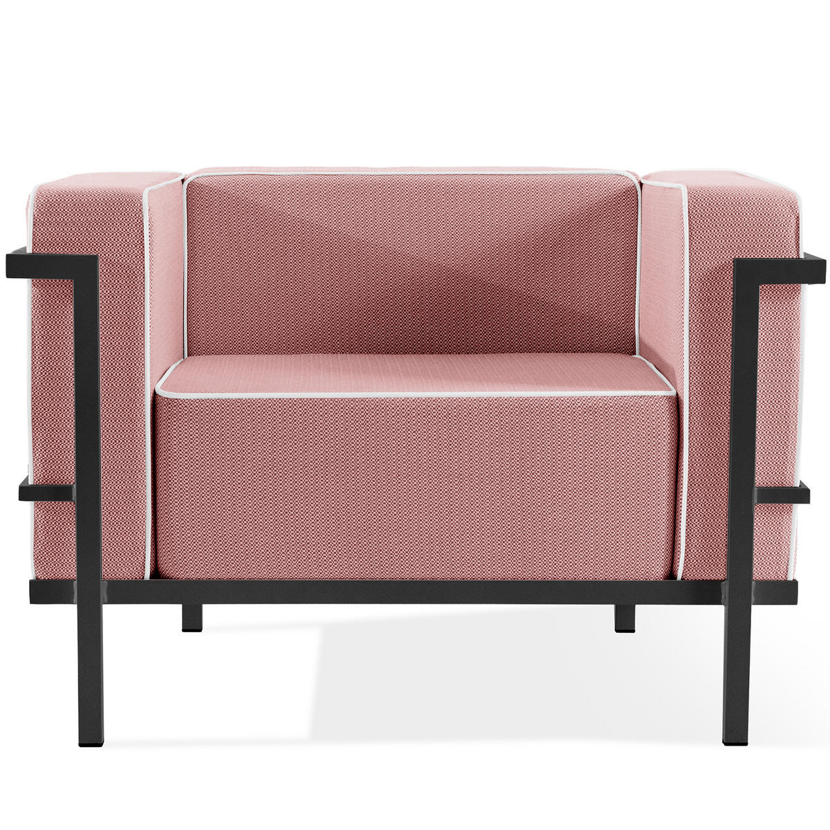 GARTENLOUNGE-SET TRIGLO 4-tlg., 1x Tisch, 2x Sessel, 1x Sofa 2-Sitzer, Modern, Dunkelgrau - Dunkelgrau/Rot, Glas/Textil - KONSIMO®