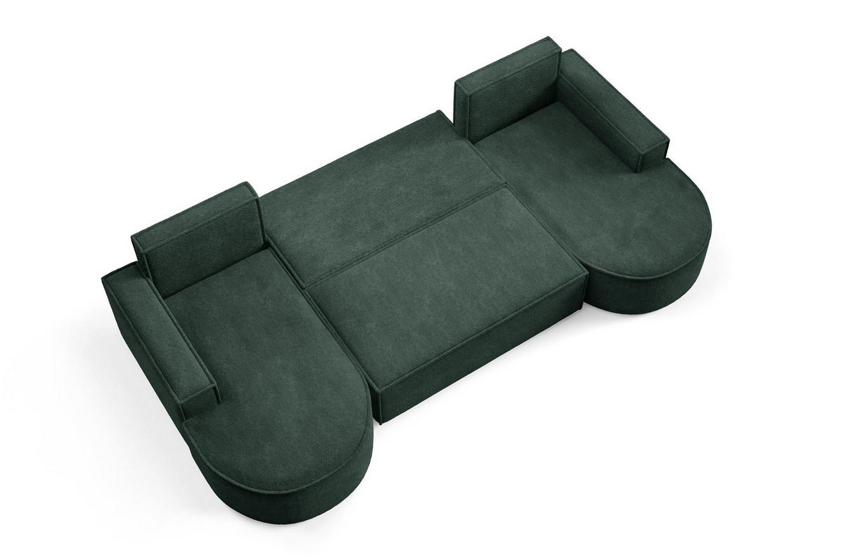 WOHNLANDSCHAFT Flow Grün, mit Schlaffunktion in Abriamo Stoff - Grün, Holzwerkstoff/Textil (316/88/157cm) - Bettso