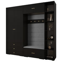 GARDEROBEN-SET 236,7/240/47 - Goldfarben/Schwarz, Holz/Kunststoff (240/236.7/47cm) - Abiks Möbel