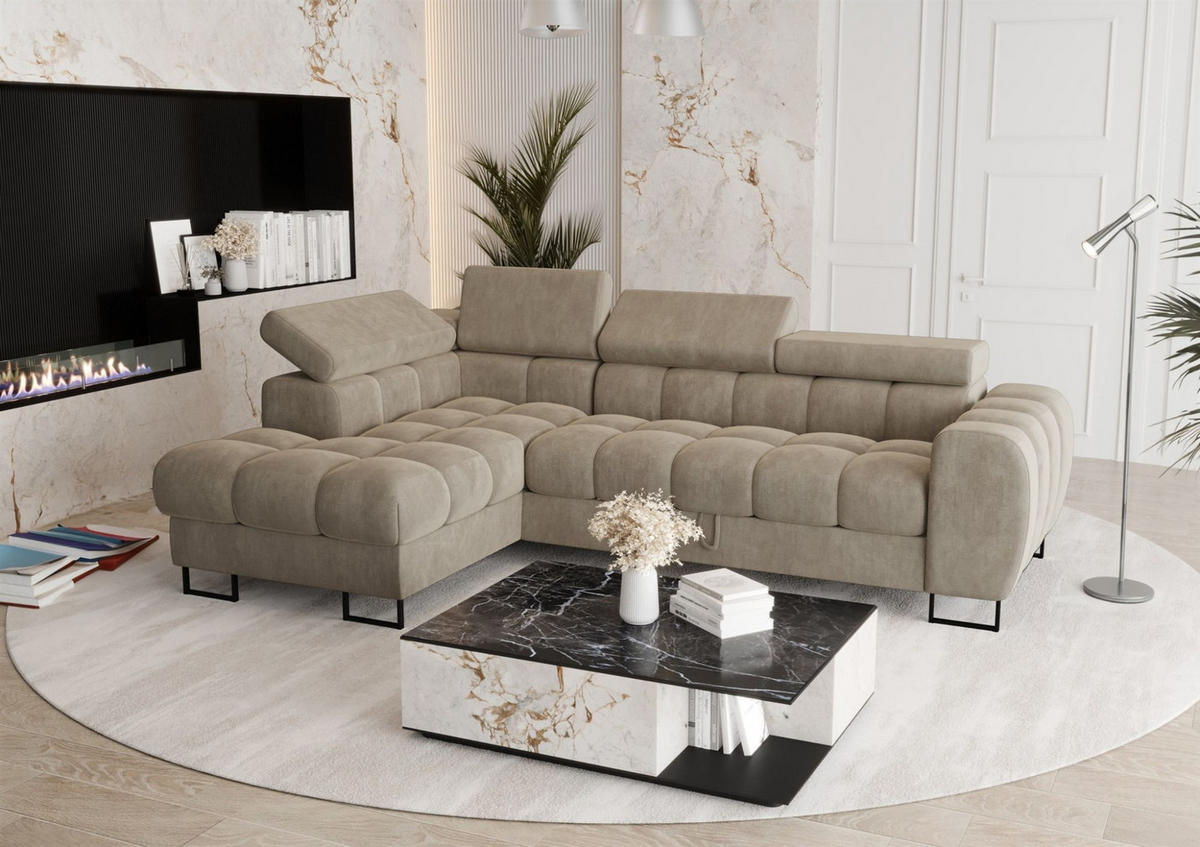 ECKSOFA Bastien Mit Schlaffunktion - Beige, Holzwerkstoff/Textil (170/260cm) - Fun Möbel
