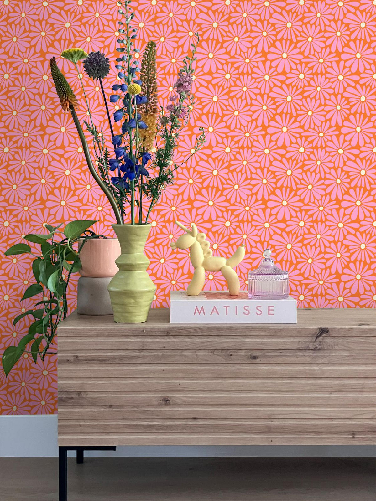 TAPETE Gänseblümchen 50 x 900 cm - Pink, Papier (50/900cm) - ESTAhome