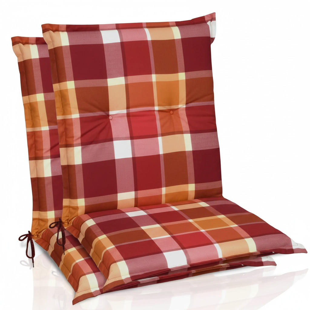 NIEDERLEHNERAUFLAGE Sunny RO 100x50x6cm Rot Kariert (2tlg) - Rot, Textil (50/6/100cm) - Beautissu 