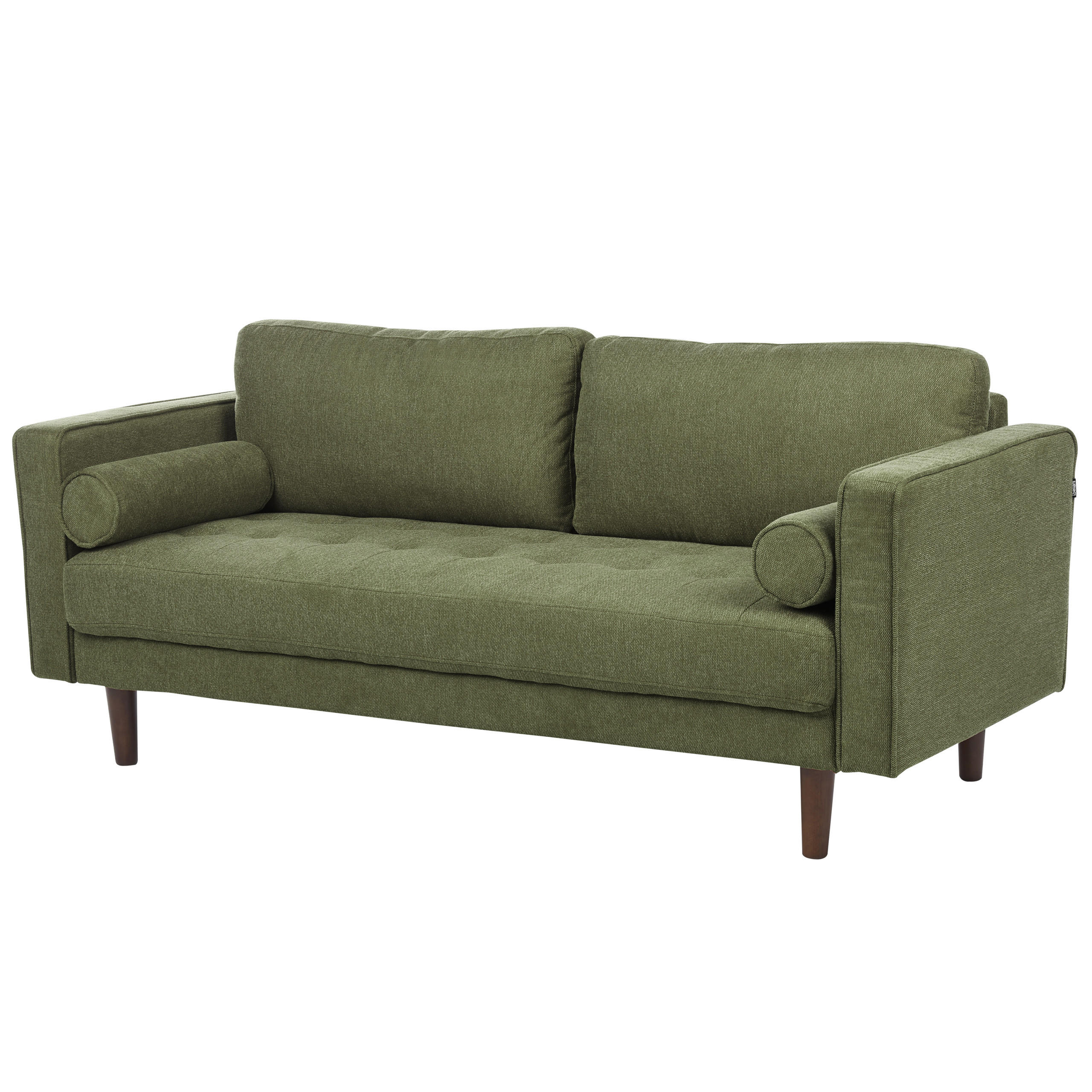 3-SITZER-SOFA dunkelgrün Nurmo - Dunkelbraun/Grün, Textil (177/78/74cm) - Beliani