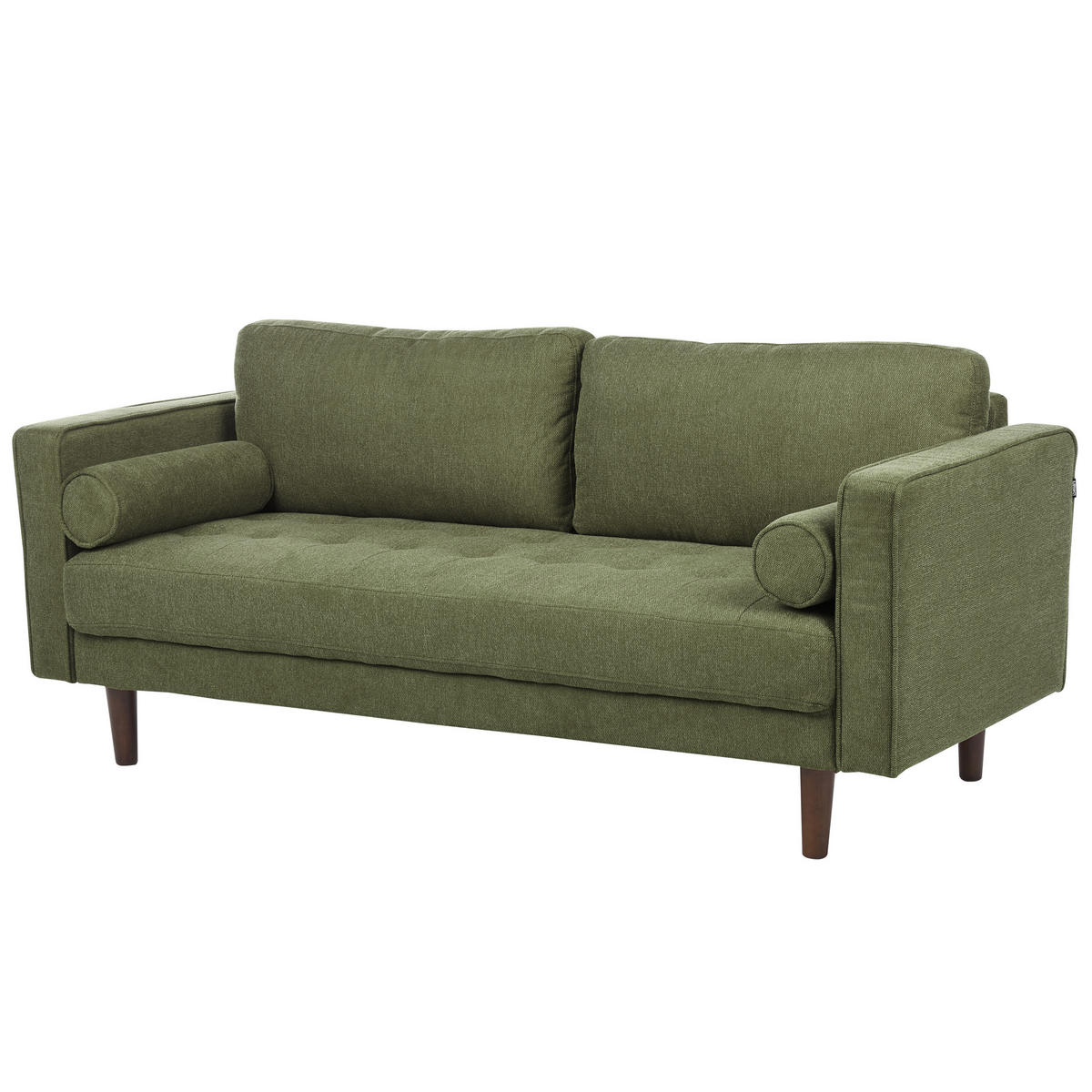 3-SITZER-SOFA dunkelgrün Nurmo - Dunkelbraun/Grün, Textil (177/78/74cm) - Beliani