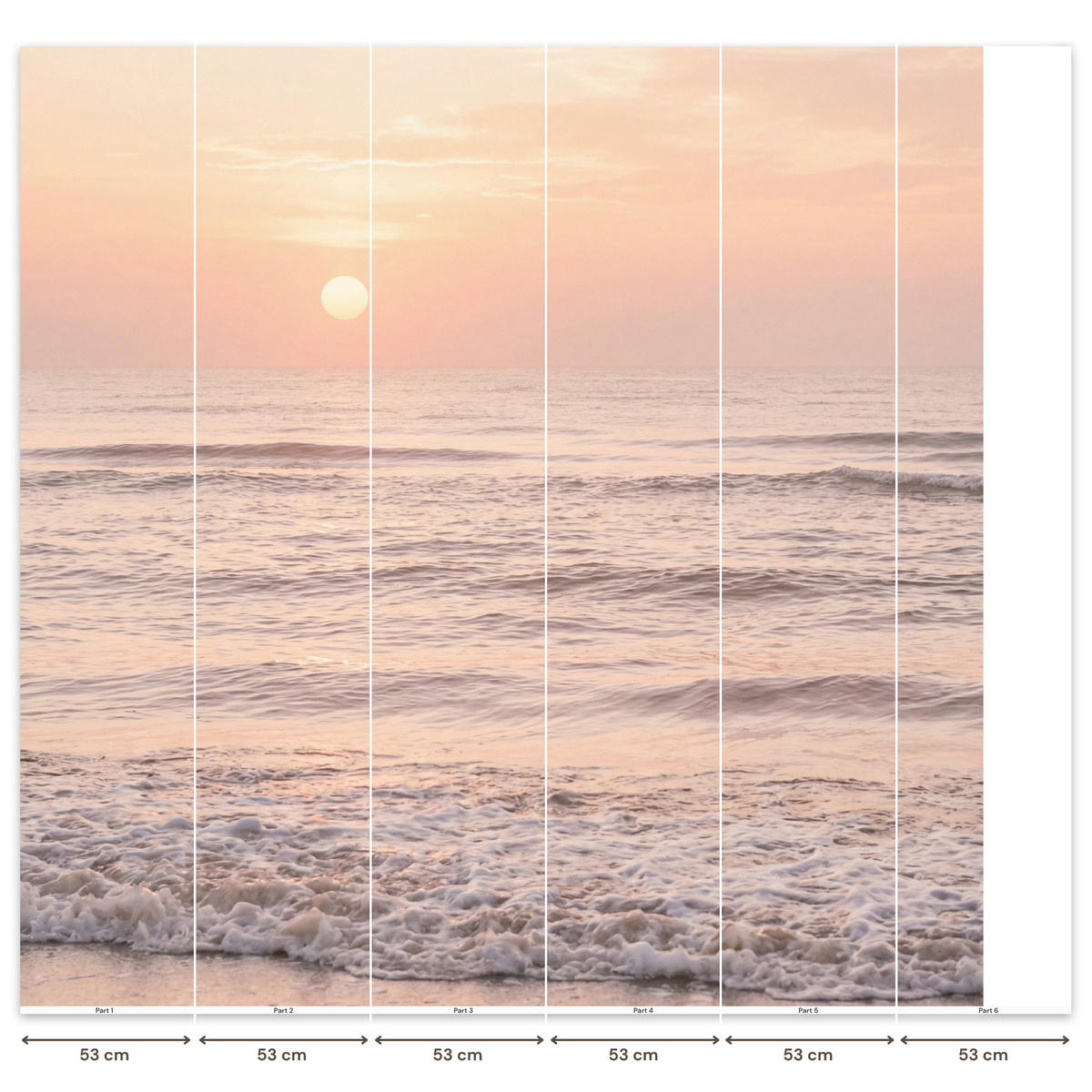 TAPETE - Sonne - Strand - Rosa - 280x280 cm - Hellrosa, Papier (280/280cm) - OnlyWow