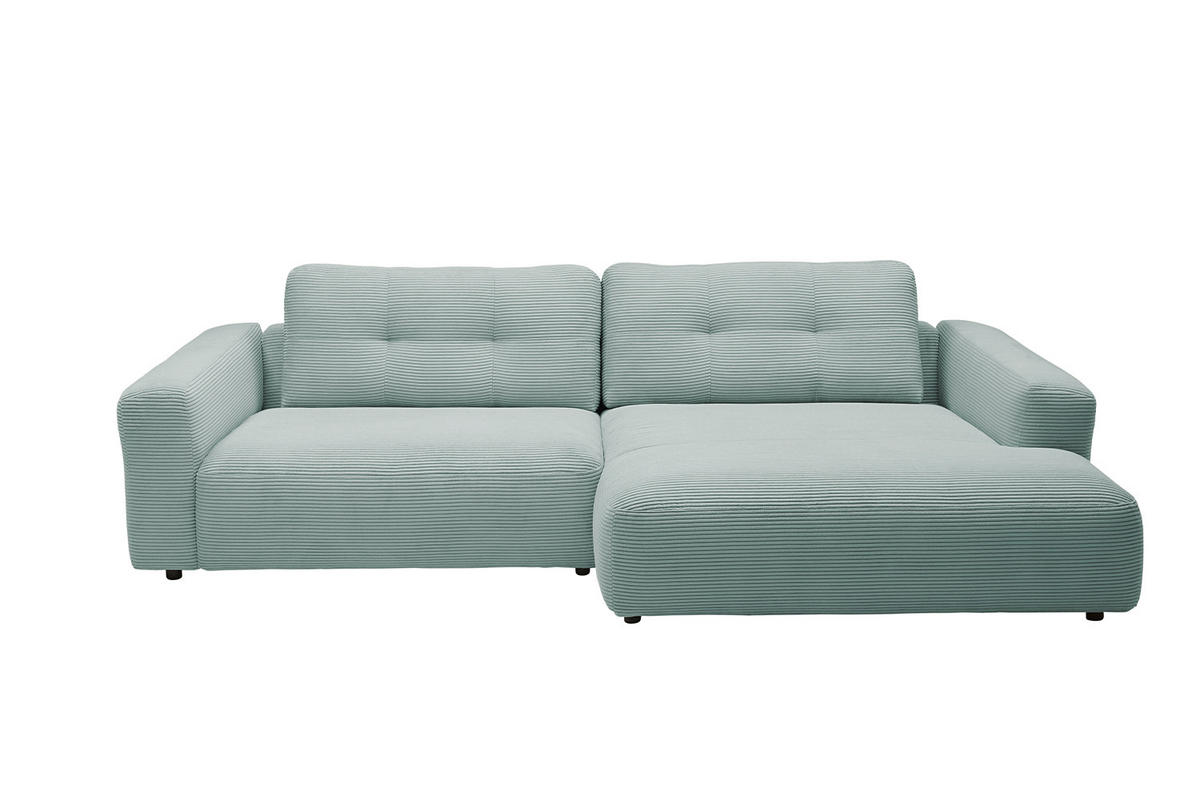 ECKSOFA XL MIKA Hellblau Cord - Schwarz/Hellblau, Kunststoff/Textil (296/167cm) - KAWOLA