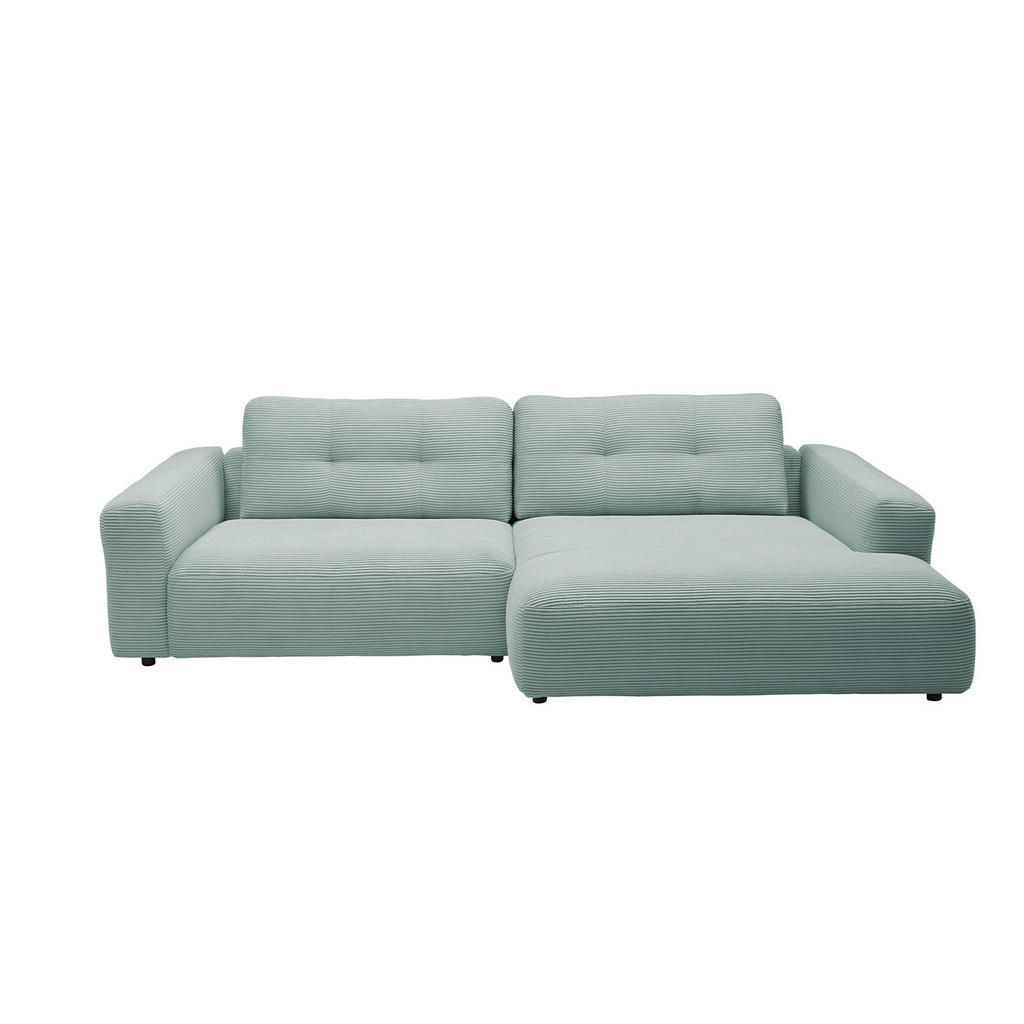 Thumbnail - Kawola Ecksofa, Hellblau, Schwarz, Textil, Echtholz, 3-Sitzer, Füllung: Kaltschaum, Ottomane rechts, L-Form, 276x167 cm,...