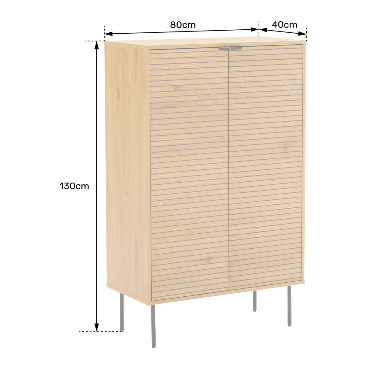 GESCHIRRSCHRANK Stinna 80/40/130 cm - Braun, Holzwerkstoff (40/130/80cm) - Happy Garden