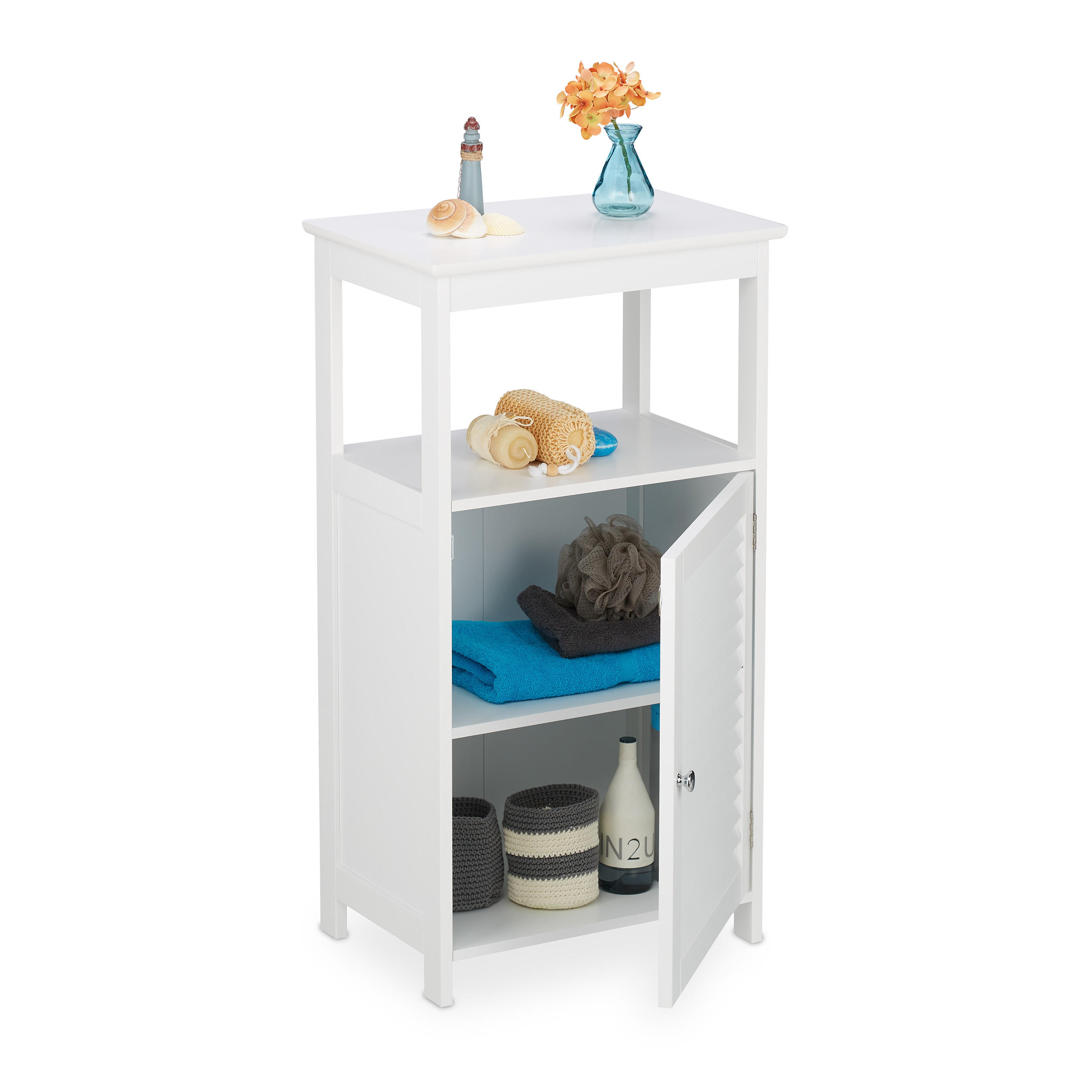 SKÅP Vit badrum 3 fack MDF lamelldörr 83 cm 83/45/30 cm