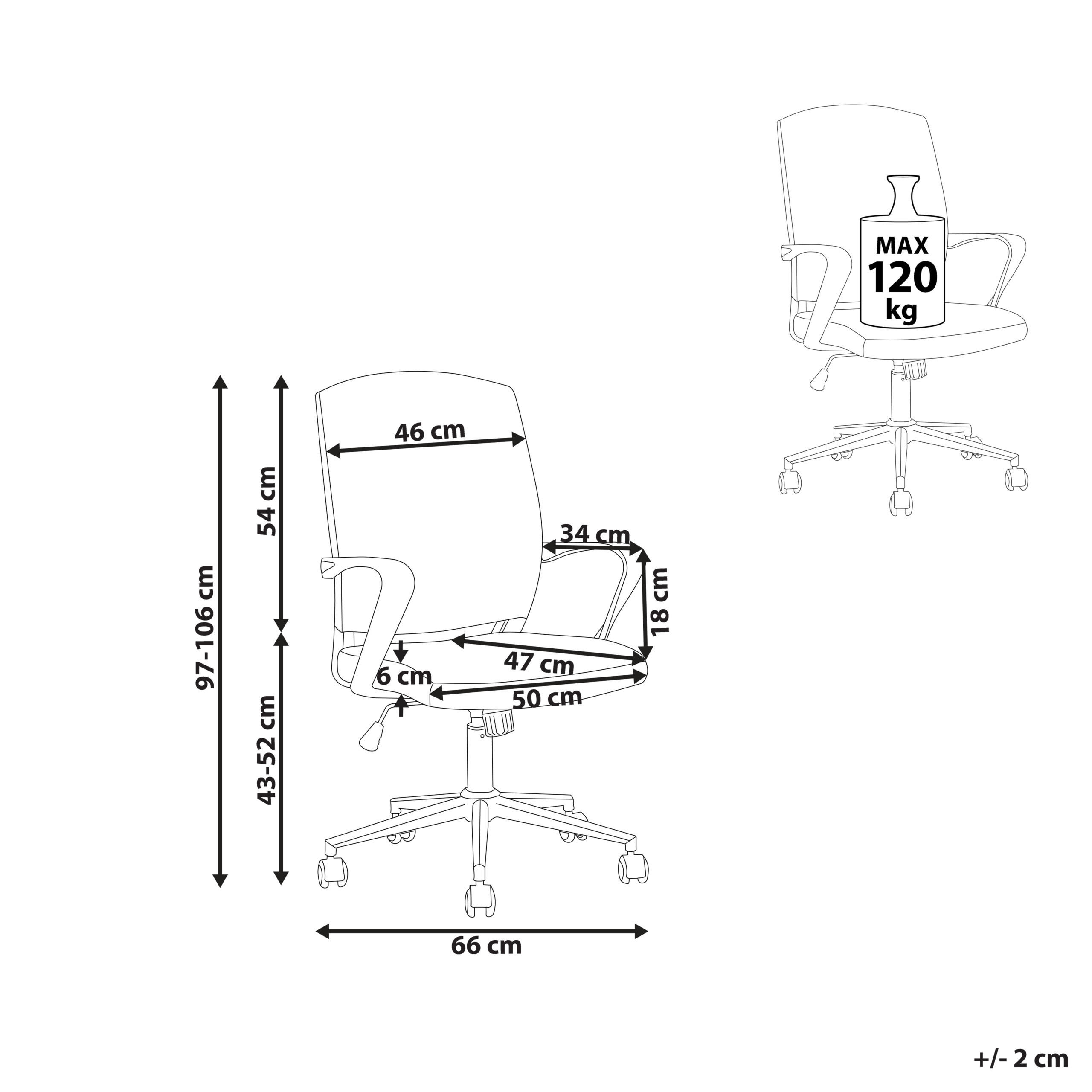 Thumbnail - Beliani Bürostuhl, Blau, Weiß, Textil, 66x97x66 cm, Arbeitszimmer, Bürostühle, Drehstühle