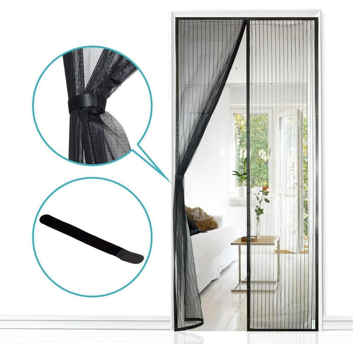 FLIEGENGITTER Tür Magnet-Insektenschutz für Balkon und Kellertür, schwarz - Schwarz, Textil (120/220/1cm)