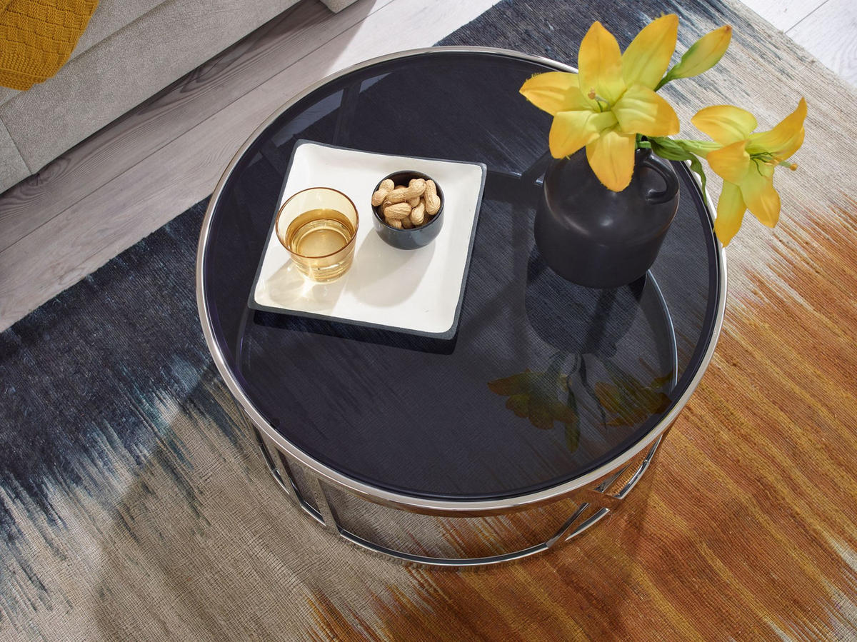 COUCHTISCH mit Glasplatte, Metallgestell, handgefertigt, Belastbarkeit 20 kg, Silber 60x60x30 cm - Silberfarben, Glas/Metall (60/60/30cm) - KADIMA DESIGN