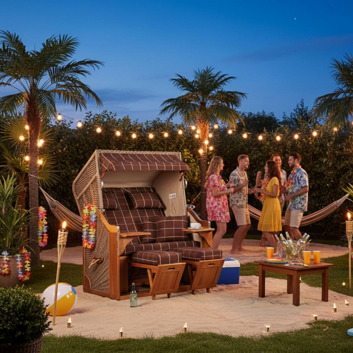 STRANDKORB Schleswig Pinie 2-Sitzer - Braun, Metall (120/160/80cm) - Mr. Deko