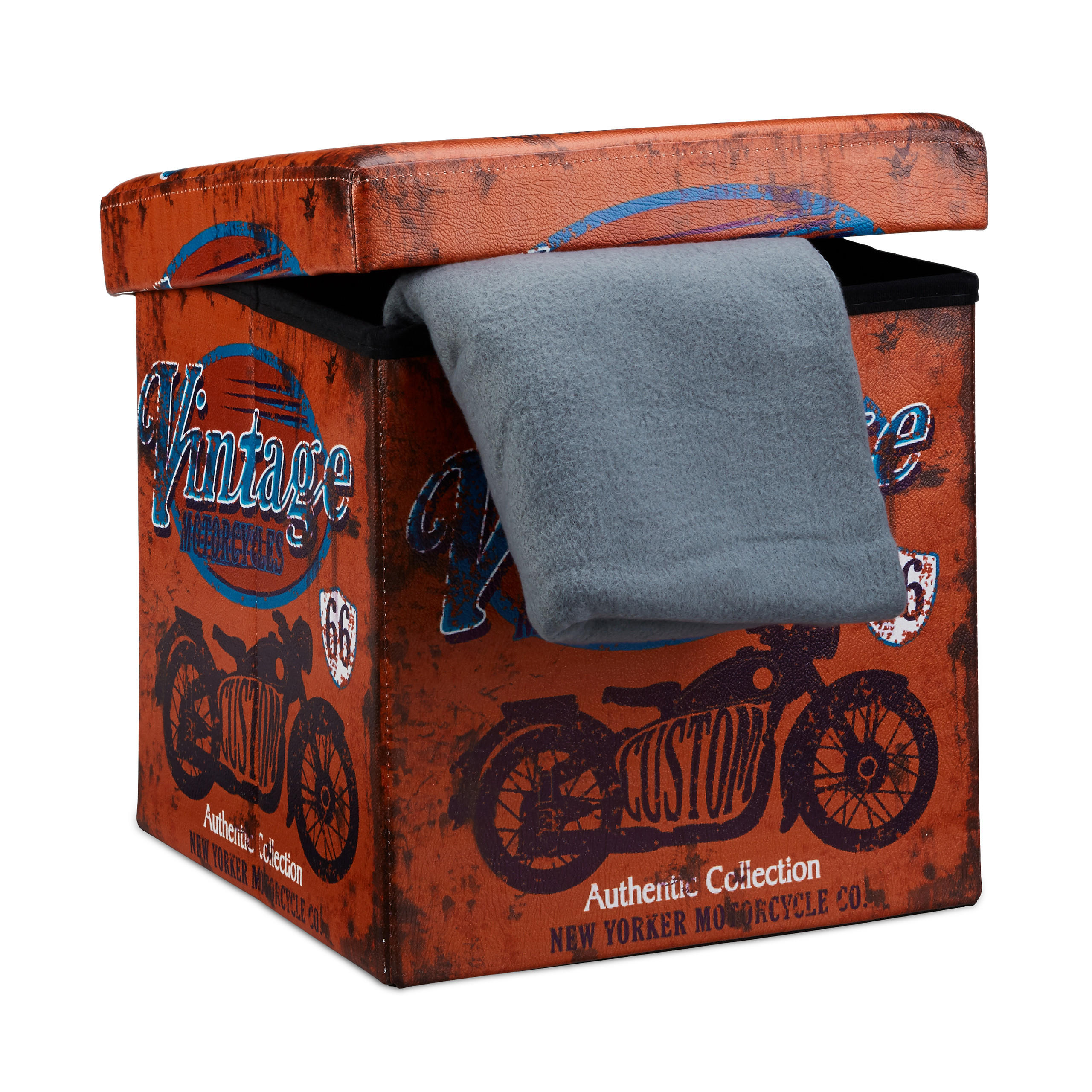 SITZHOCKER - Multicolor, Holzwerkstoff/Kunststoff (38/38/38cm) - Relaxdays