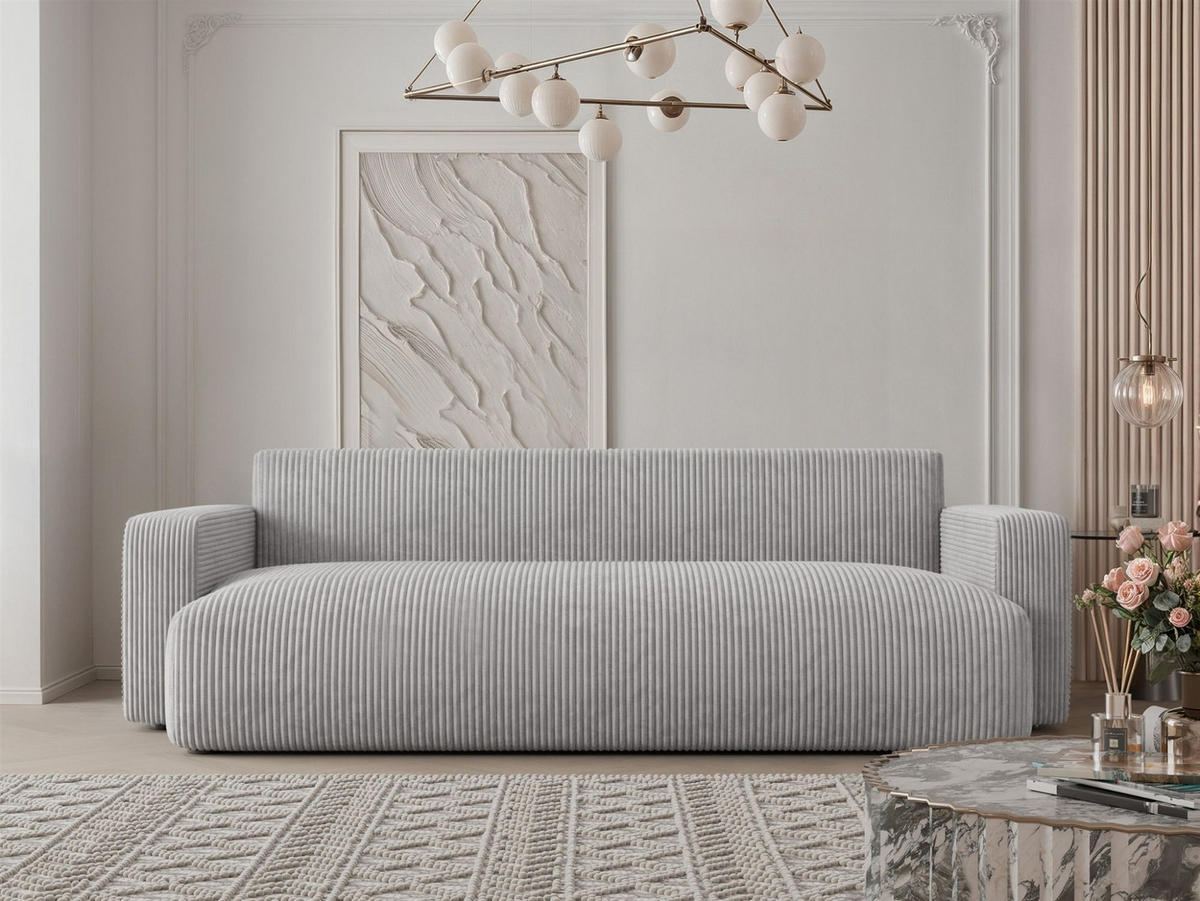 SCHLAFSOFA Luna - Hellgrau, Holzwerkstoff/Textil (246/79/96cm) - Fun Möbel