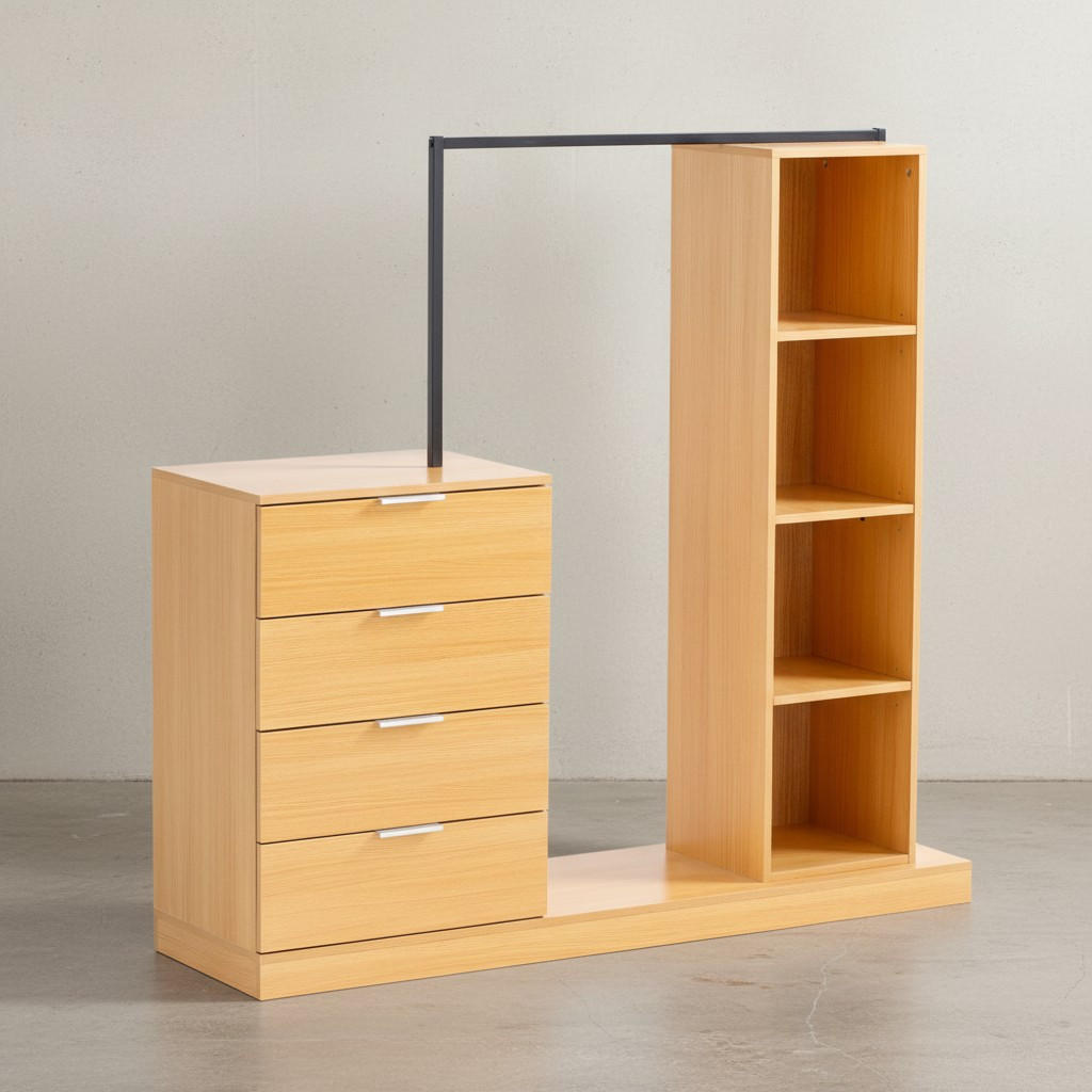 GARDEROBE Eiche-Dekor 145x136x40cm mit Regal und Kommode - Eichefarben/Braun, Holzwerkstoff (145/136/40cm) - KADIMA DESIGN