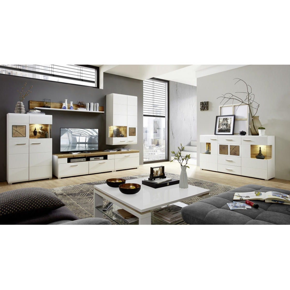 SIDEBOARD Fun Plus Weiß/Eichefarben - Weiß, Holzwerkstoff (170/94/42cm) - Mömax
