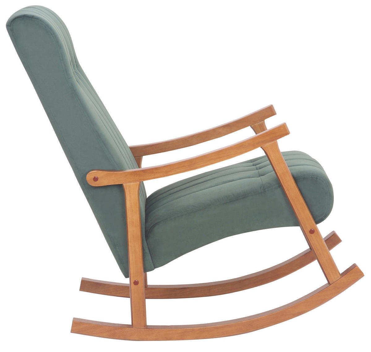 SCHAUKELSTUHL Sarti Samt, Gestell Kautschukholz Walnuss Walnuss/Grün - Walnussfarben/Grün, Holz/Textil (62/98/92cm) - TPFLiving