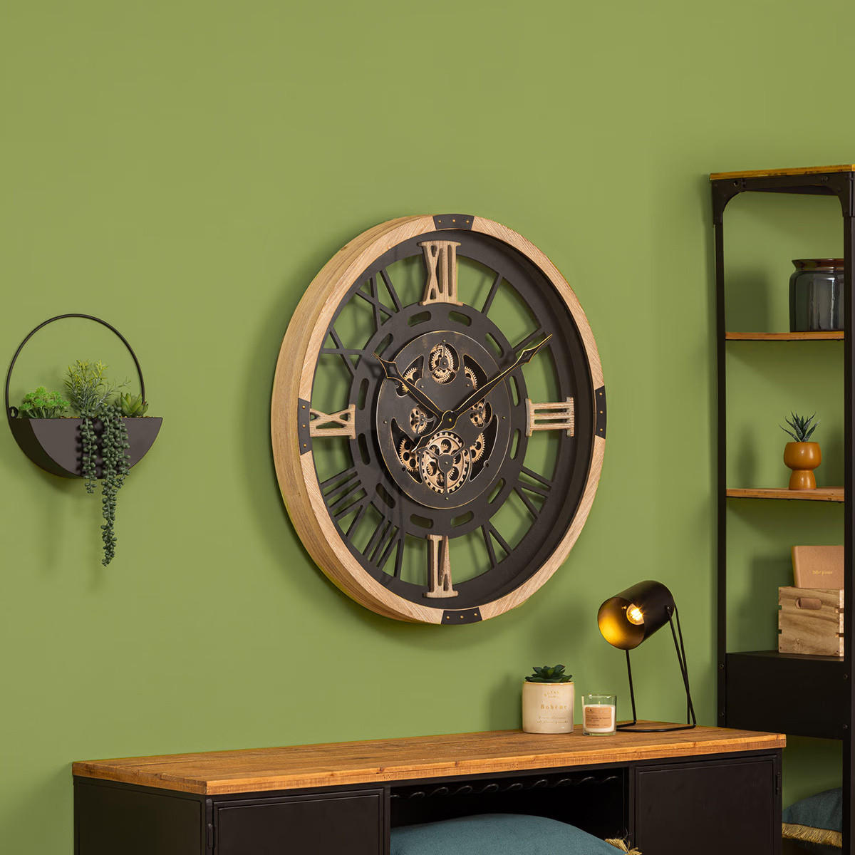 WANDUHR mit sichtbarem Mechanismus Kent 80/80/8 cm - Schwarz, Holzwerkstoff (80/8/80cm) - Atmosphera Createur d´interieur