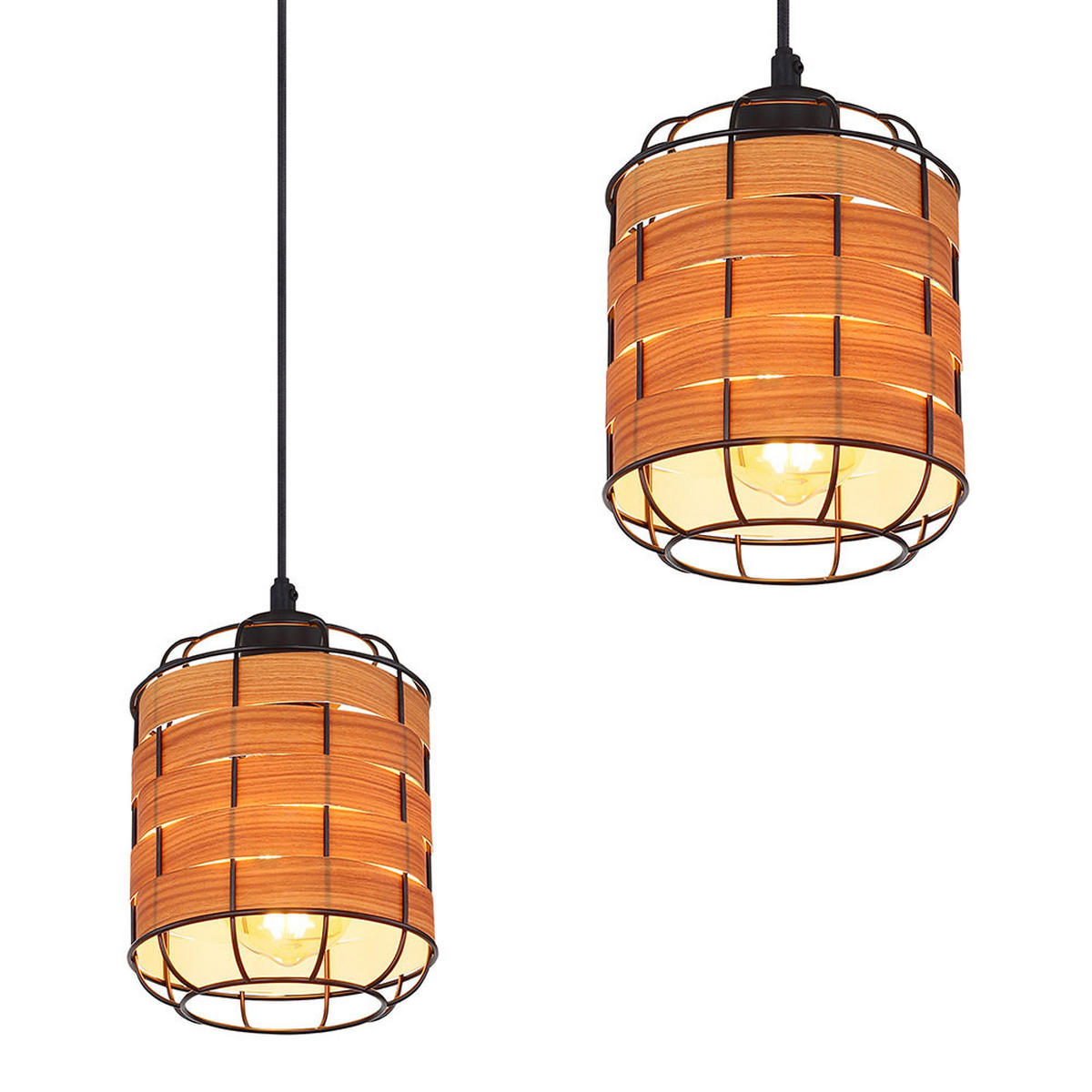 HÄNGELEUCHTE Holzoptik Braun - Braun, Metall (38.5/38.5/200cm) - Globo Lighting