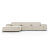ECKSOFA links Jodie aus Samt dunkelbeige 4 Sitzplätze - Mokka, Textil (166/284cm) - Micadoni