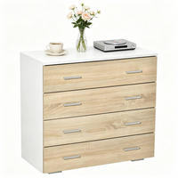 KOMMODE in Weiß und hellem Holzdekor 76x35x72 cm mit 4 Schubladen - Weiß, Holzwerkstoff (35/72/76cm) - IVMEU