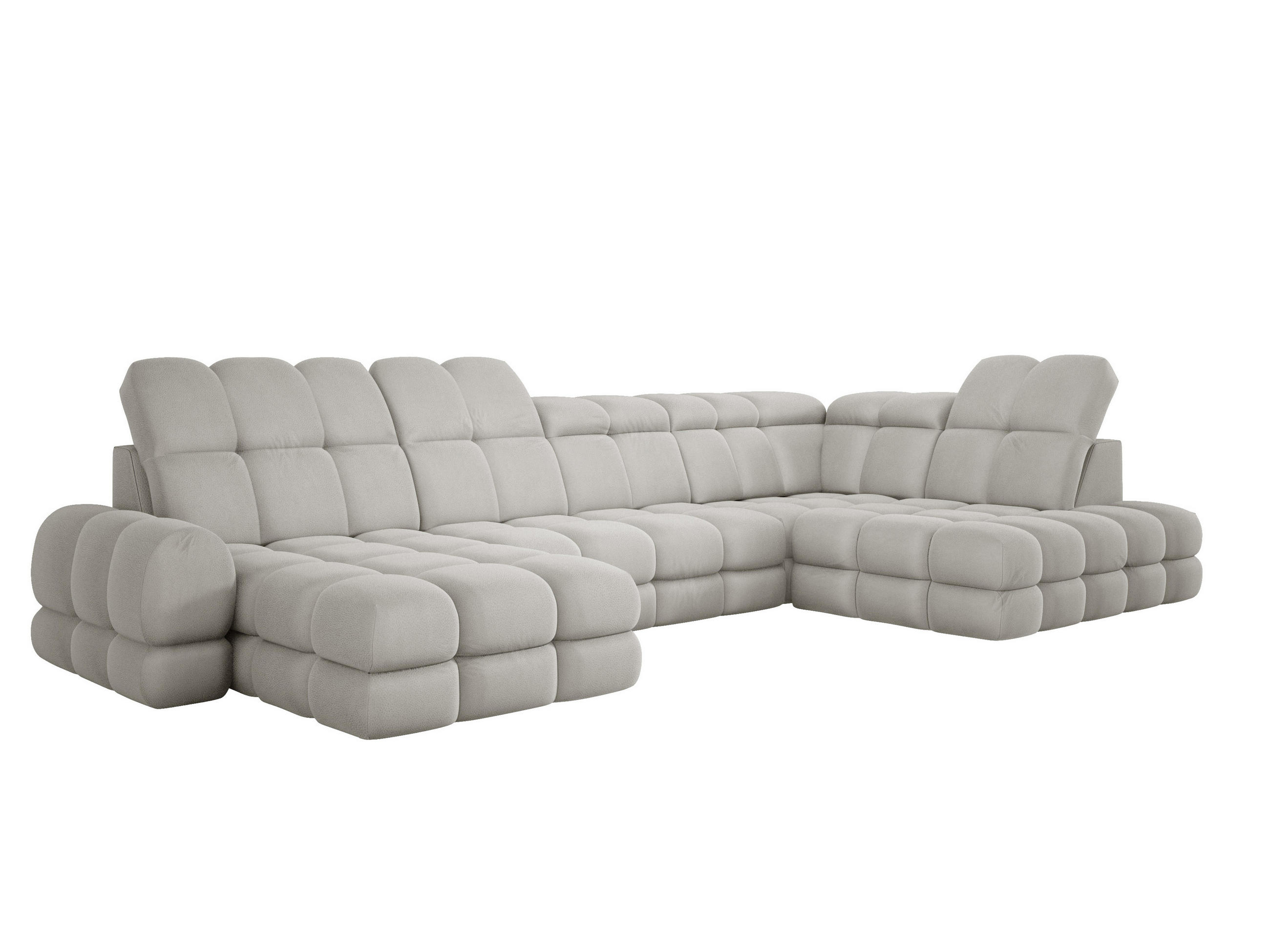 ECKSOFA TOLLO Solar-stoff U-form 400x217x105 cm esche - Silberfarben, Holz/Textil (217/400cm) - DomoHome