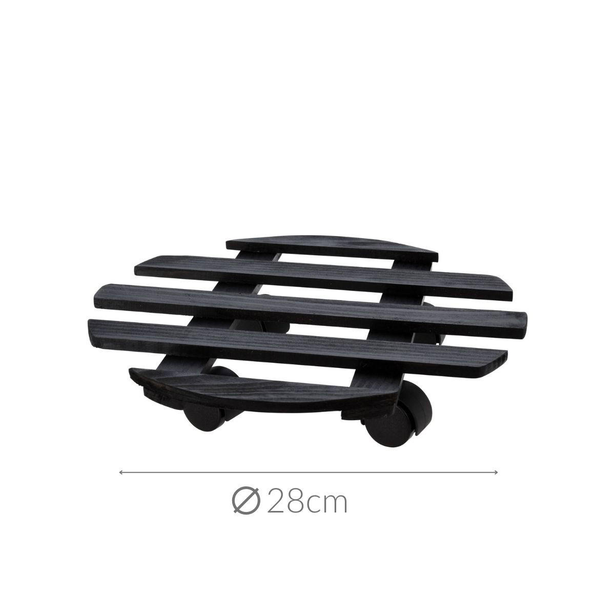 PFLANZENROLLER Ø 28 cm - Schwarz, Holz (28/28/8cm)
