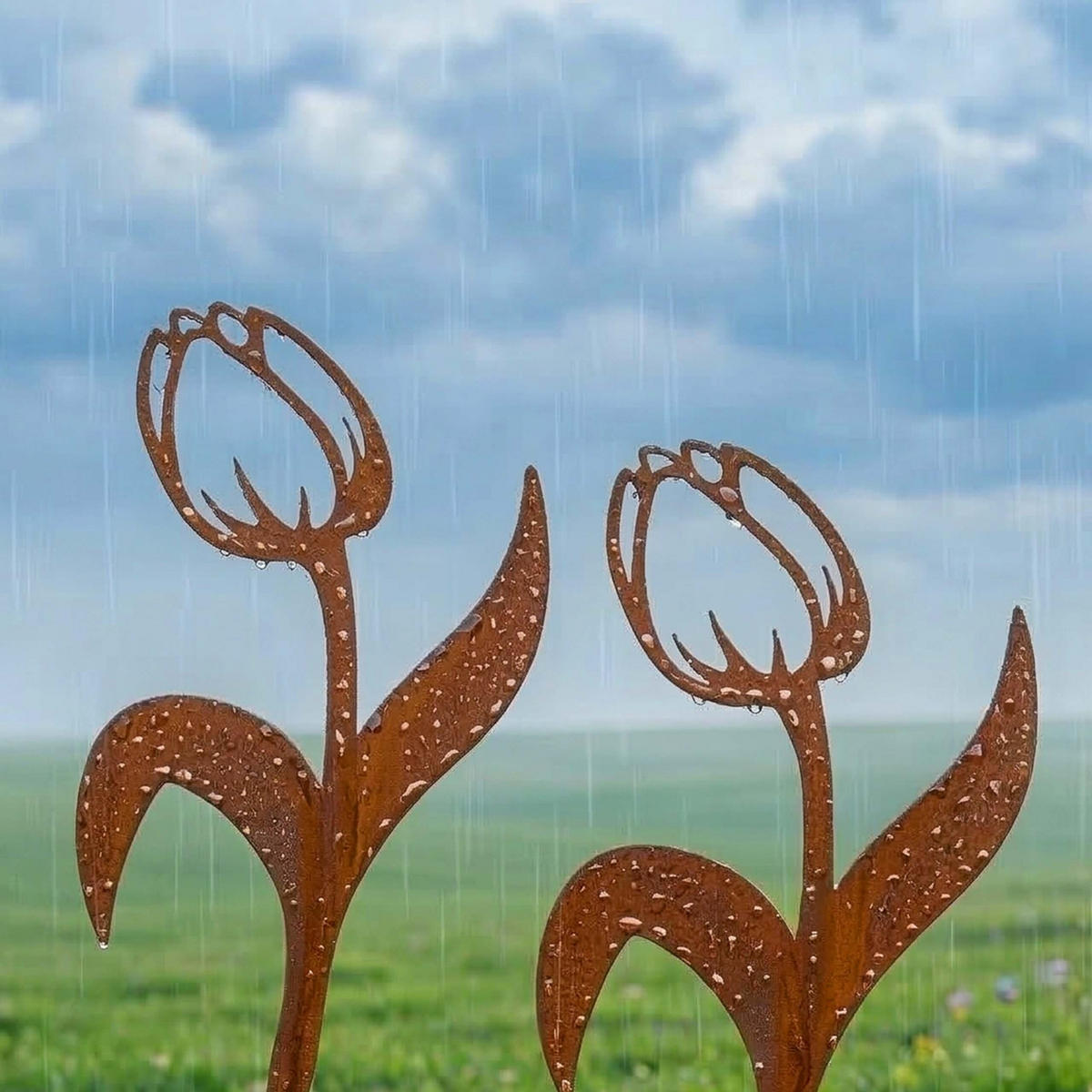 2XZÁHRADNÝ zápich - hnedá, kov (0.2cm) - Relaxdays