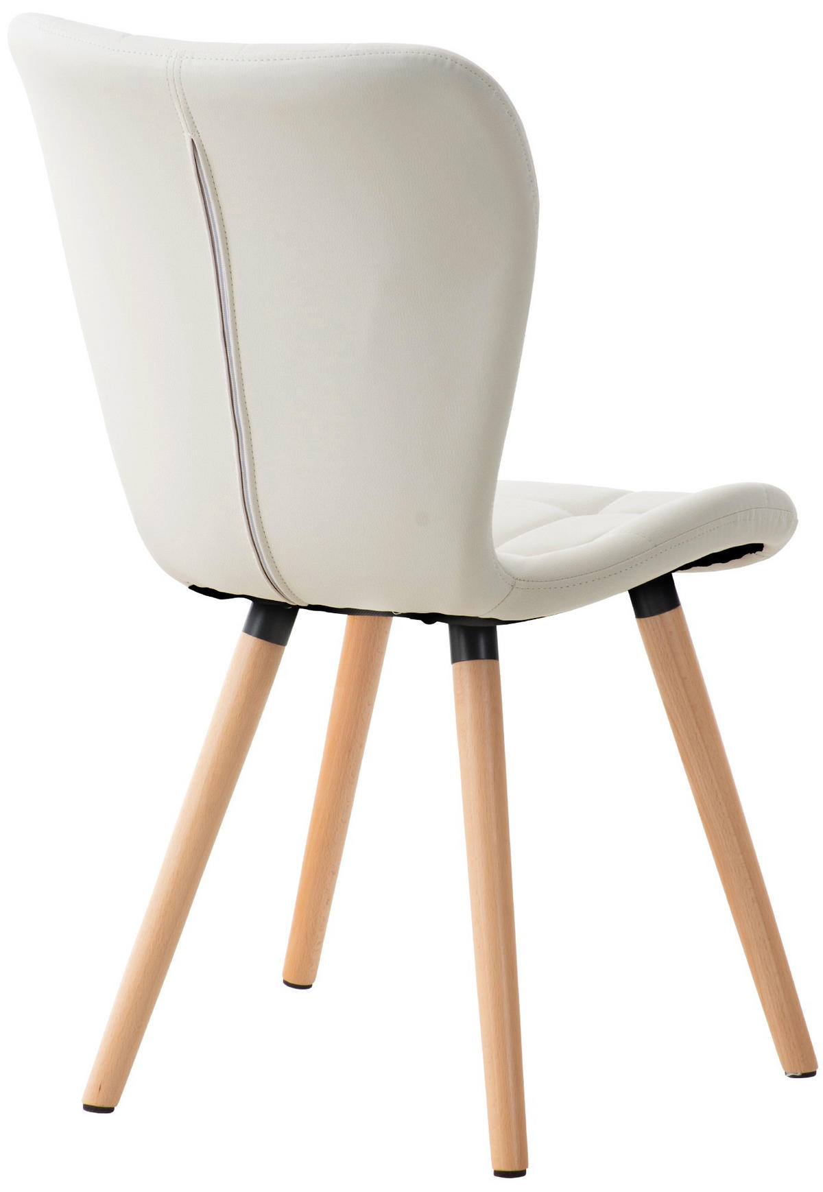 STUHL 2er Set Lederlook weiß - Eukalyptusholzfarben/Weiß, Holz/Textil (50/88/63cm) - CLP