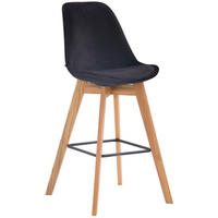 BARHOCKER Samt schwarz - Eukalyptusholzfarben/Schwarz, Holz/Textil (48/112/56cm) - CLP