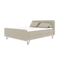 BOXSPRINGBETT LUCIO Bouclé-Stoff Creme 160/200 cm - Creme/Schwarz, Textil/Metall (160/200cm) - 99rooms