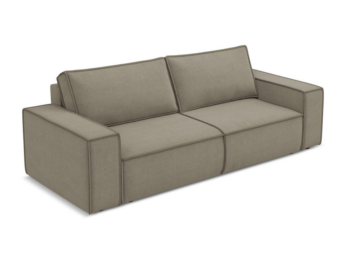 3-SITZER SOFA mit Schlaffunktion Strukturstoff Stoff Beige - Beige/Schwarz, Kunststoff/Textil (255/85/105cm) - Makamii