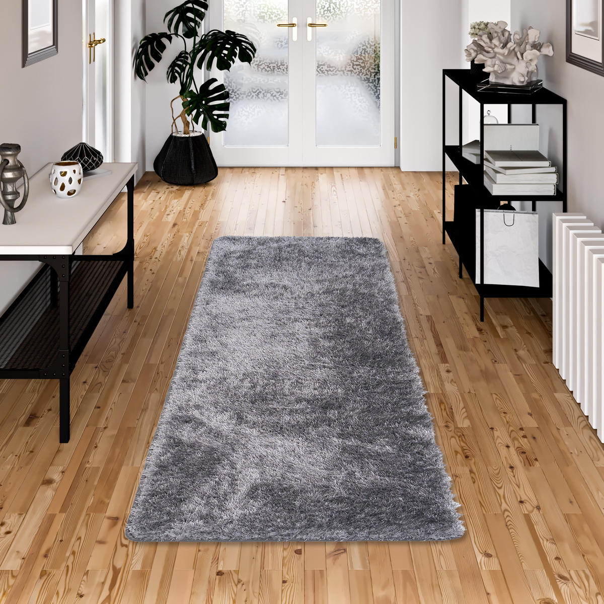 HOCHFLOR SHAGGY TEPPICH FEELING MIX LÄUFER - Silberfarben, Textil (100/400cm) - Snapstyle