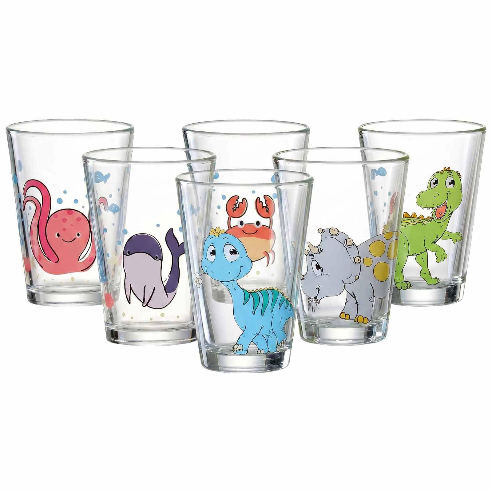 KINDERGLÄSER Dino und Meerestiere bunt 200 ml 6er Set - Multicolor, Glas (0.2L) - Ritzenhoff Breker