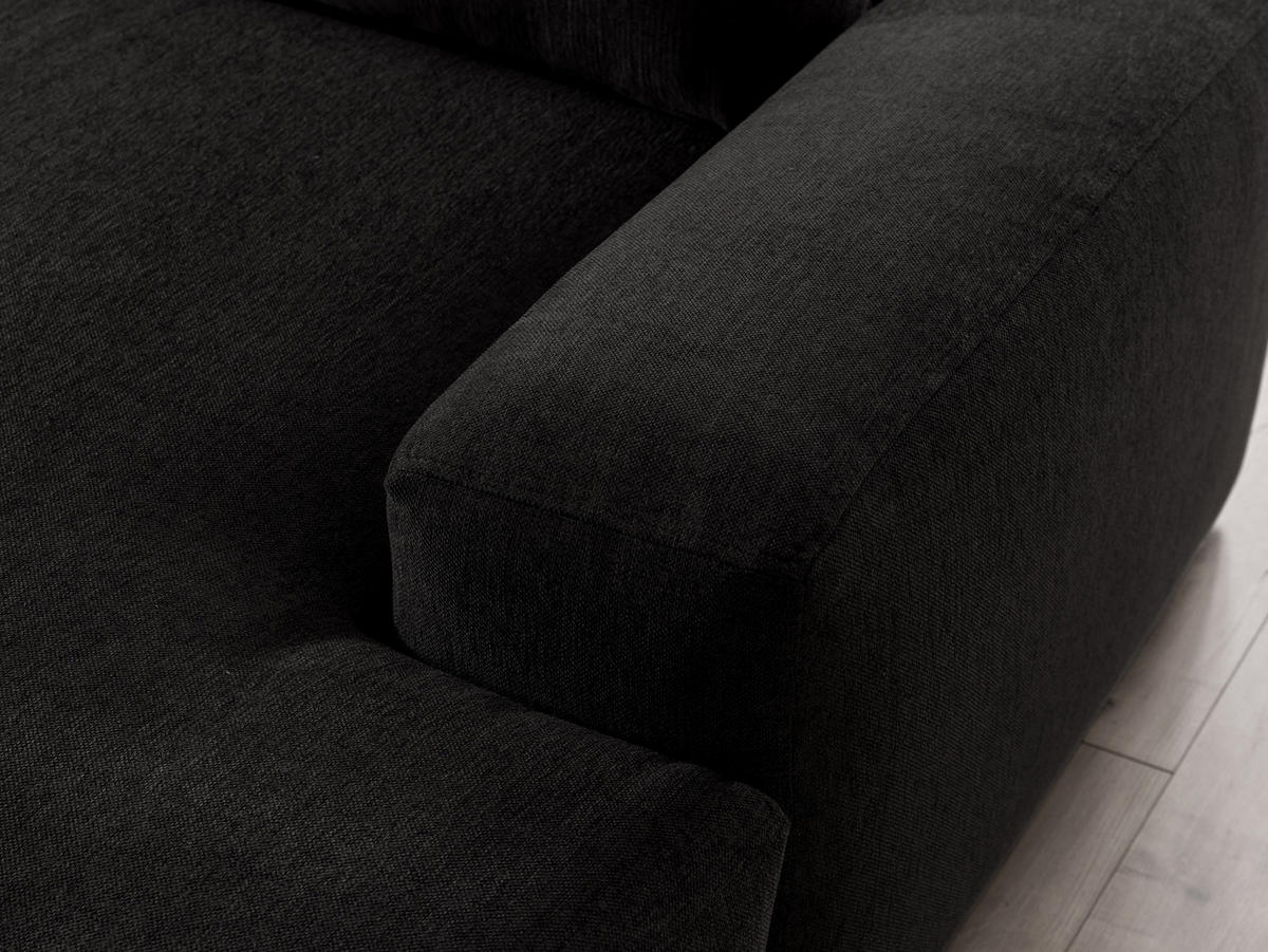 ECKSOFA Lennon aus Schwarz Strukturstoff mit Schlaffunktion und Bettkasten - Schwarz, Holz/Kunststoff (264/137cm) - S-Style