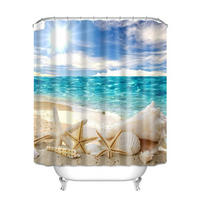 DUSCHVORHANG 180 x 200 cm Polyester Strand Muster wasserdicht 3D - Multicolor, Kunststoff (180/200cm) - MCBOSON
