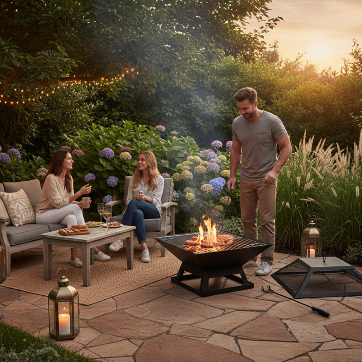 FEUERSCHALE - Schwarz, Metall (45/36/45cm) - Relaxdays