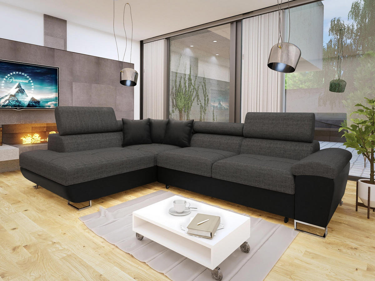 ECKSOFA Cotere Lux, Seite: Links - Dunkelgrau, Holz/Textil (270/202cm) - MIRJAN24