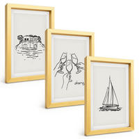 BILDER SET 3er Set - 20x30 cm Goldrahmen - Haus am Wasser, Segelboot-Toast - Goldfarben, Kunststoff (20/30cm) - TULUP