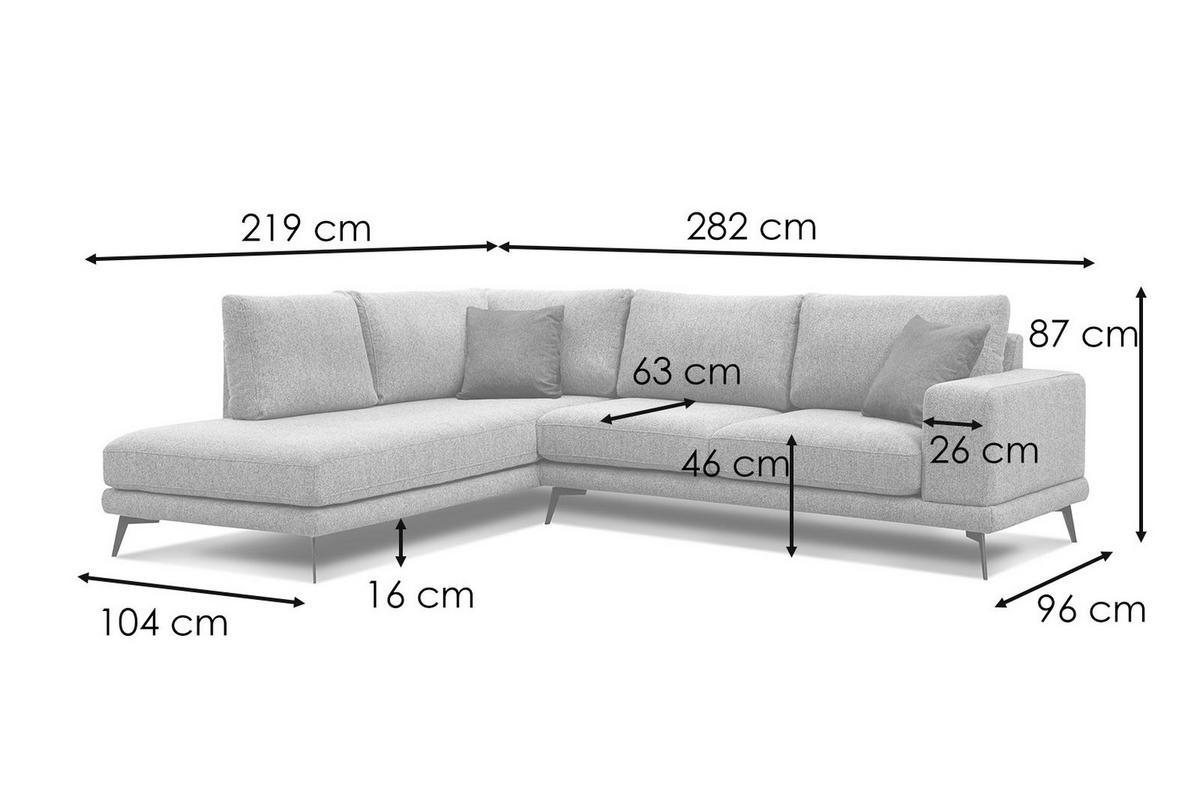 ECKSOFA MEDIOLANE 5-Sitzer, silberfarben - Silberfarben, Holzwerkstoff/Textil (219/282cm) - Courtois Laville