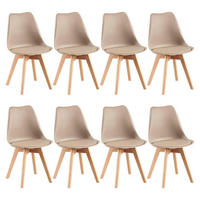 ESSZIMMERSTUHL 8er-Set mit Holzbeinen Hell Khaki - Beige, Holz (47.5/82/41cm)