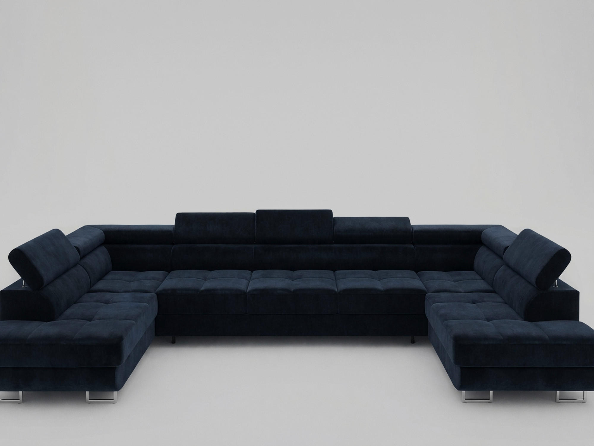 ECKSOFA U-Form WILD MAXI U2 mit Schlaffunktion 125x329 Velours Anthrazit - Chromfarben/Graphitfarben, Holz/Textil (400/90/203cm) - Muffo