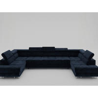 ECKSOFA U-Form WILD MAXI U2 mit Schlaffunktion 125x329 Velours Anthrazit - Chromfarben/Graphitfarben, Holz/Textil (400/90/203cm) - Muffo