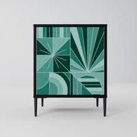 SIDEBOARD HARMONIC GRID, Schwarz, 57,5x42x72,5 cm, Schwarze Metallfüße - Multicolor/Schwarz, Holzwerkstoff/Metall (57.5/72.5/42cm) - SpaceRebels