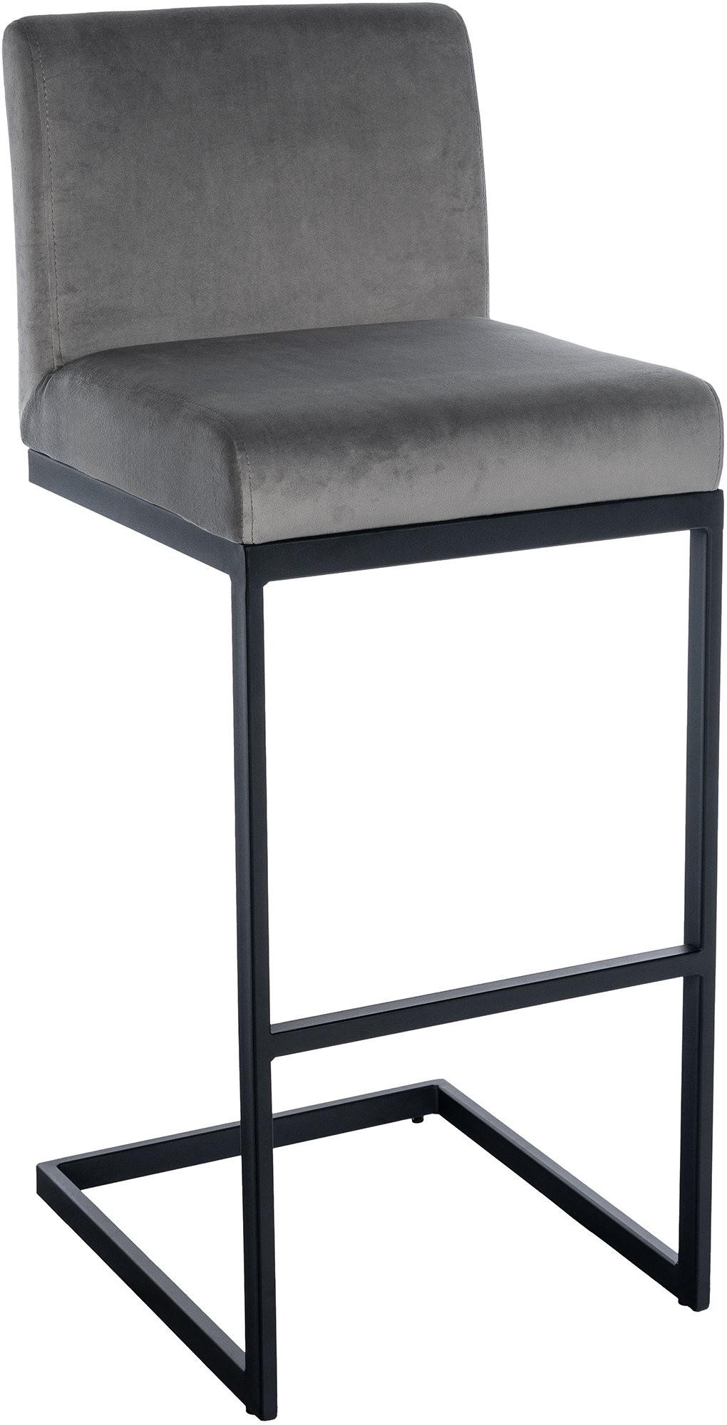 BARHOCKER Samt Grau - Schwarz/Grau, Textil/Metall (43/104/53cm) - CLP