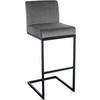 BARHOCKER Samt Grau - Schwarz/Grau, Textil/Metall (43/104/53cm) - CLP