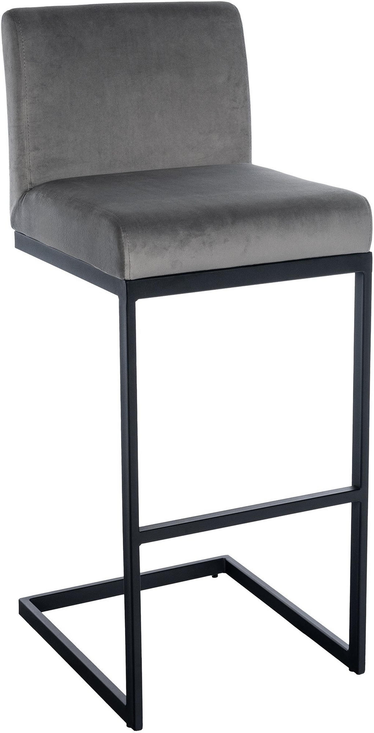 BARHOCKER Samt Grau - Schwarz/Grau, Textil/Metall (43/104/53cm) - CLP